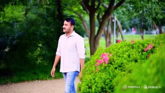 Man Reunites with Girlfriend in Peaceful Park Setting – AI Generated Video | Hailuo AI