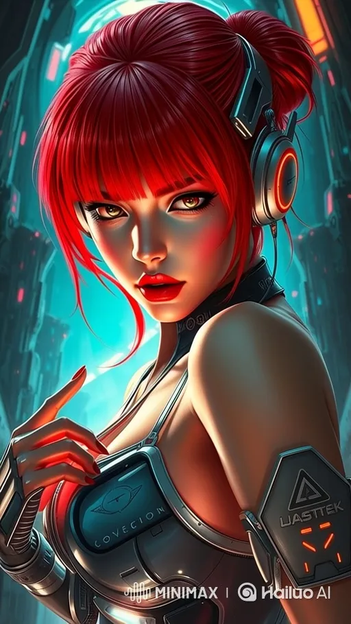 Futuristic Woman in Dynamic Close-up with Advanced Tech – AI Generated Video | Hailuo AI
