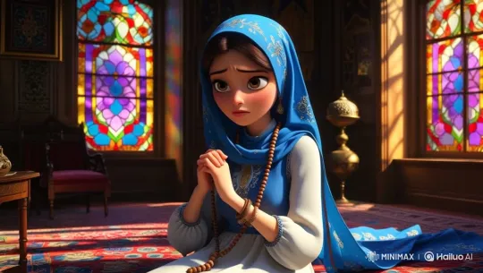 Anxious Young Woman in Prayer Amidst Shifting Light – AI Generated Video | Hailuo AI