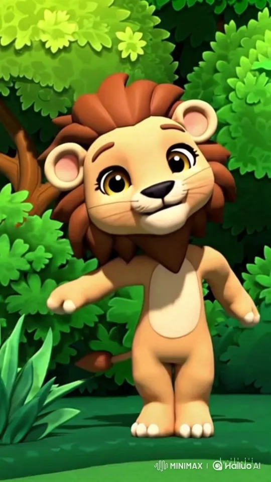 Morning Awakening of a Jungle-Themed Lion Cub – AI Generated Video | Hailuo AI