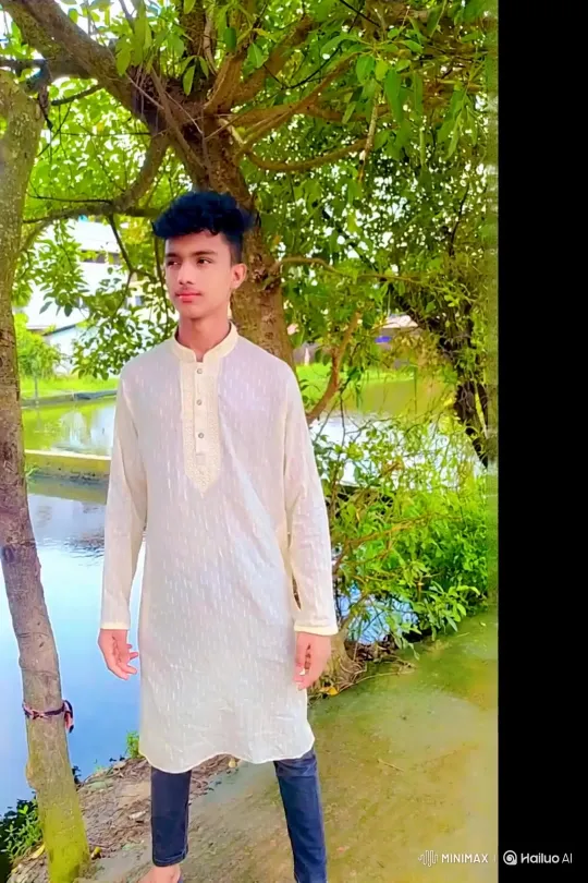 Young Man Steps into Lamborghini Behind Village Wall – AI Generated Video | Hailuo AI