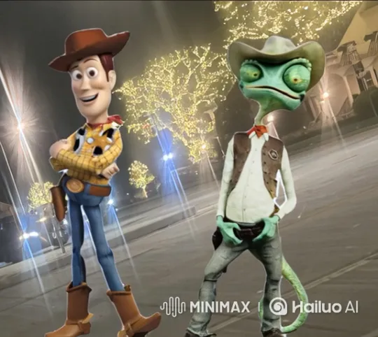 Toy Characters Meet Under Festive Lights – AI Generated Video | Hailuo AI