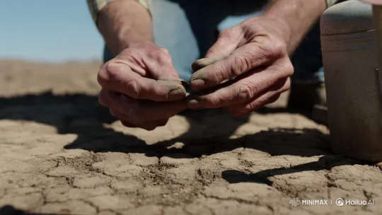 Hands Plant Seed in Barren Earth, Symbolizing Hope – AI Generated Video | Hailuo AI