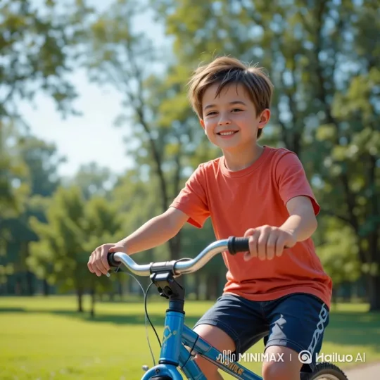 Boy Falls Off Bicycle but Stands Up Resiliently – AI Generated Video | Hailuo AI