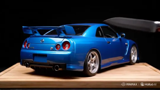 1998 Nissan R34 GTR in Blue: Classic Sports Car Overview – AI Generated Video | Hailuo AI