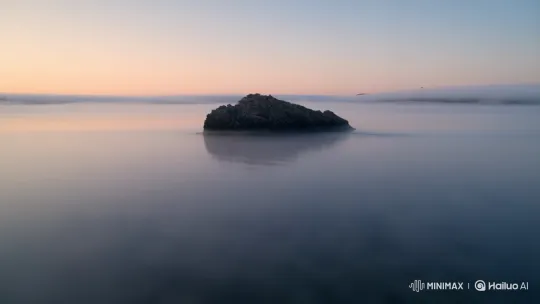 Misty Lake Morning with Unique Rock Formation – AI Generated Video | Hailuo AI