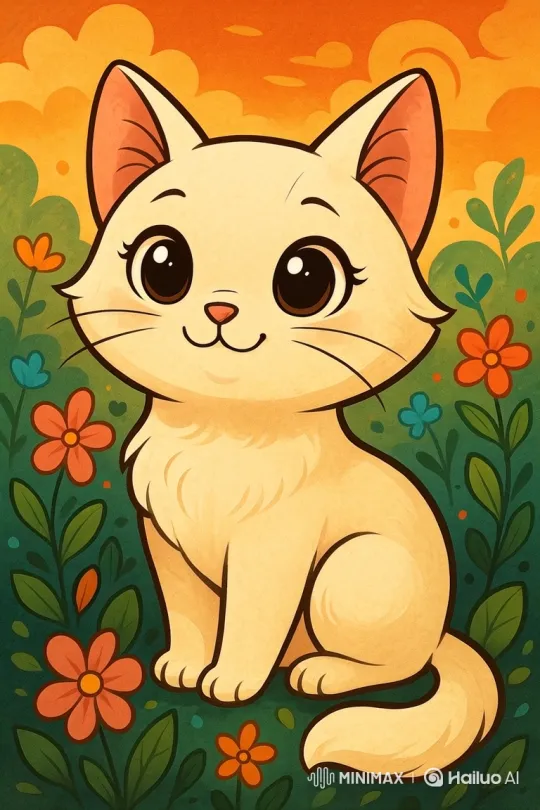 Peaceful Garden Cat: A Gentle Animation – AI Generated Video | Hailuo AI