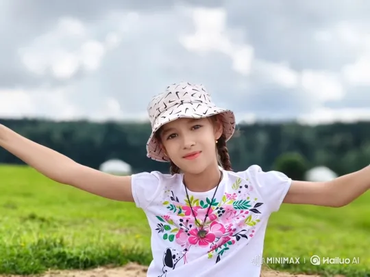 Young Girl Embraces Serenity in Sunlit Field – AI Generated Video | Hailuo AI