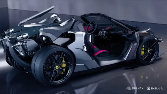 Autobot Transformer Transforms into Hot Pink Ferrari SF90 – AI Generated Video | Hailuo AI