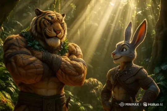 Anthropomorphic Warriors Meet in Jungle Setting – AI Generated Video | Hailuo AI