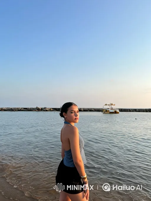Police Officer and Woman Share a Passionate Kiss at Sea – AI Generated Video | Hailuo AI
