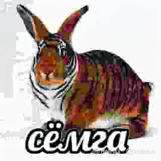 Tiger-Striped Rabbit in Surreal City Explores "Free Robux" Sign – AI Generated Video | Hailuo AI
