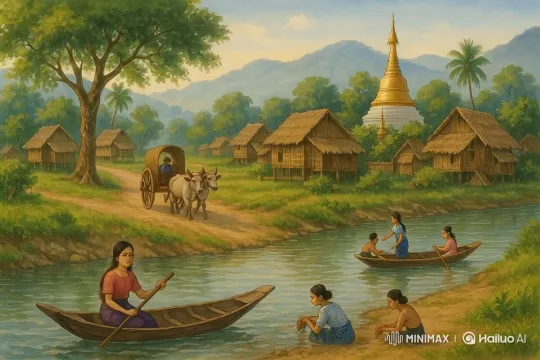 Peaceful Riverside Village Life in Thailand – AI Generated Video | Hailuo AI