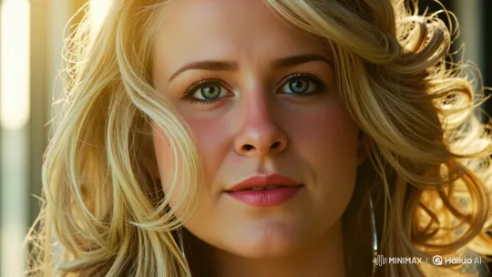Young Woman's Radiant Smile and Hair in Gentle Breeze – AI Generated Video | Hailuo AI