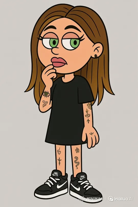 Female Cartoon Character Ponders, Scrolls Phone – AI Generated Video | Hailuo AI