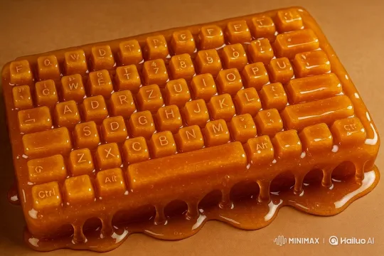 Caramel Keyboard Melting Under Delicate Typing – AI Generated Video | Hailuo AI