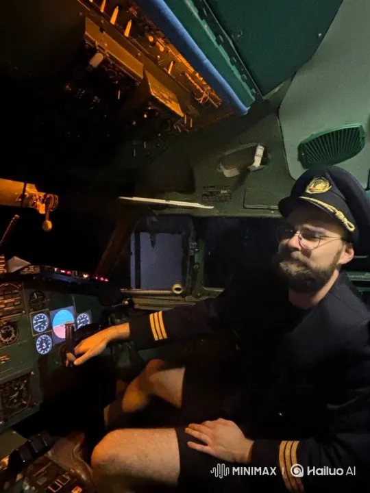 Pilot Navigates Plane, Bonds with Cockpit Kitten – AI Generated Video | Hailuo AI