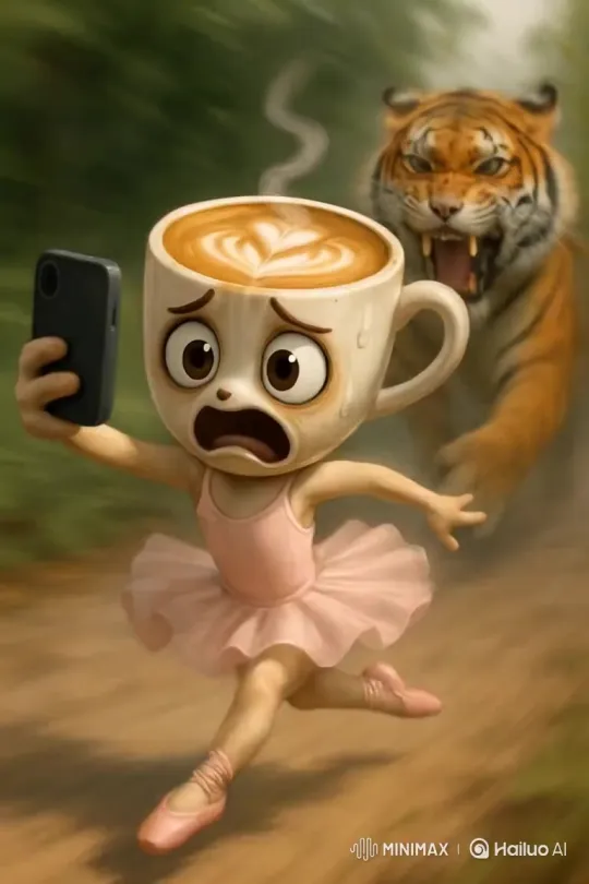 Ballerina Capuchin Flees from Tiger in the Woods – AI Generated Video | Hailuo AI