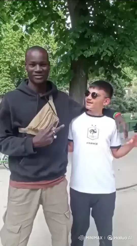 Affectionate Moment Between Friends in Park – AI Generated Video | Hailuo AI