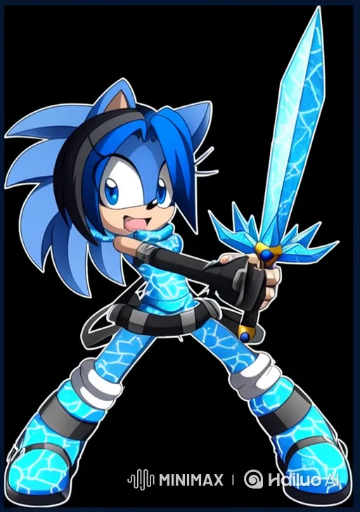 Blue Hedgehog Character Practicing Swordplay – AI Generated Video | Hailuo AI