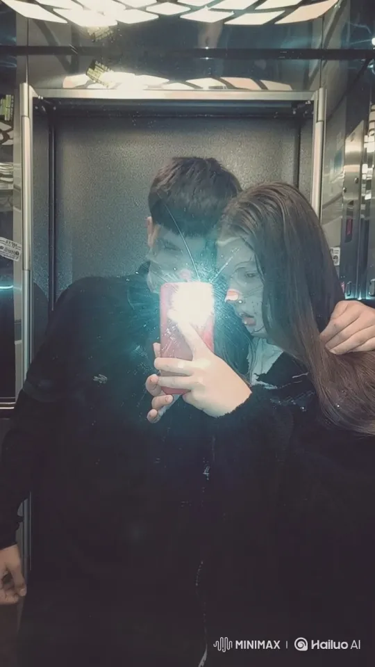 Young Couple and Daughter Share Affectionate Moments in Elevator – AI Generated Video | Hailuo AI