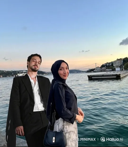 Family Embrace by Sunset Water with Bridge Background – AI Generated Video | Hailuo AI