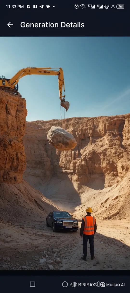 Luxury Rolls-Royce Threatened by Suspended Boulder – AI Generated Video | Hailuo AI