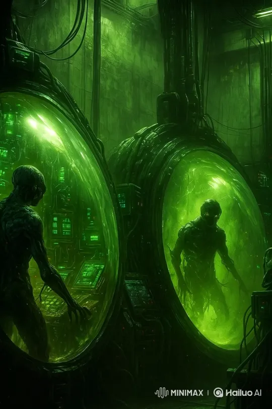 Alien Creature Interacts in Eerie Bio-Mechanical Lab – AI Generated Video | Hailuo AI