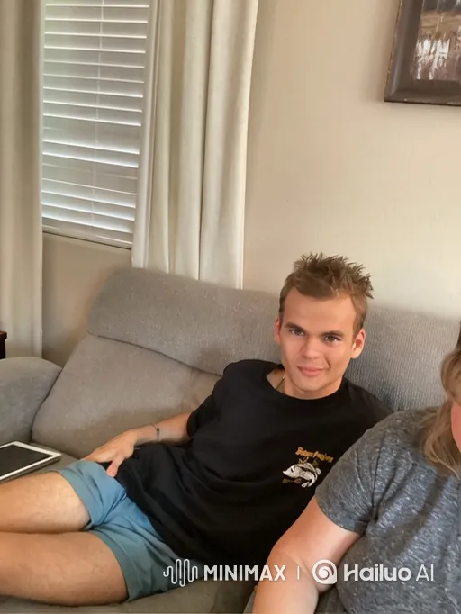Young Man's Physical Transformation on Couch – AI Generated Video | Hailuo AI