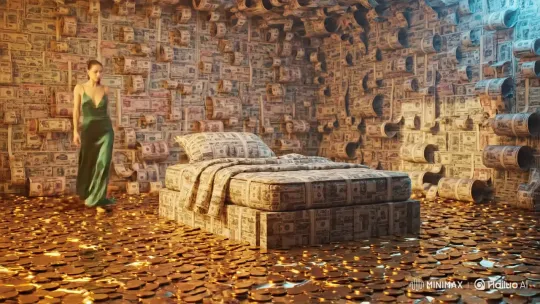 Attraction of Wealth: Warm Cash and Beautiful Women – AI Generated Video | Hailuo AI