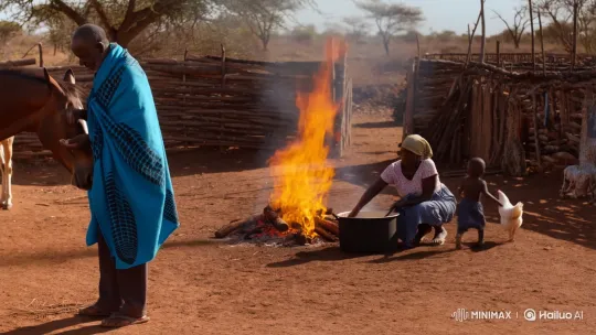 Rural African Family Life: Feeding, Cooking, and Play – AI Generated Video | Hailuo AI