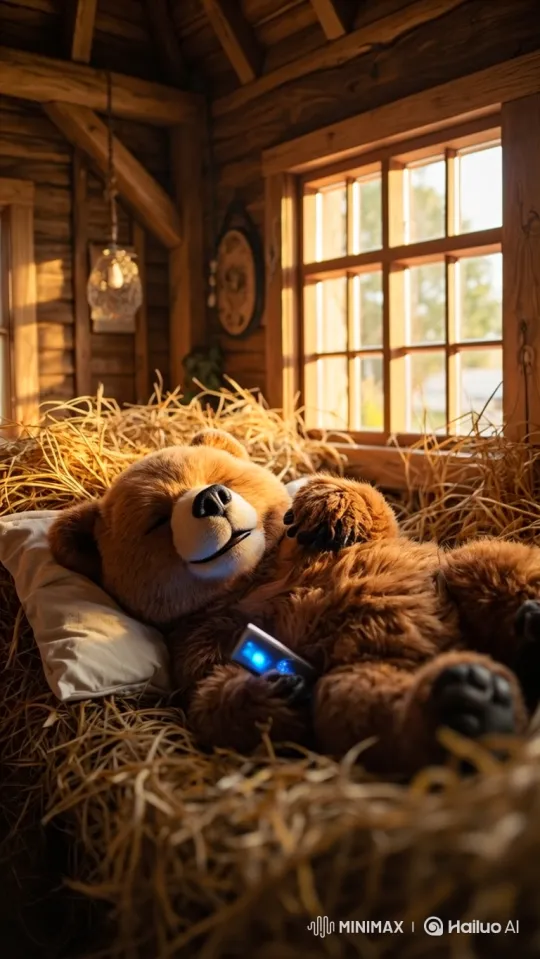 Bear Wakes Up Happily to Phone Call – AI Generated Video | Hailuo AI