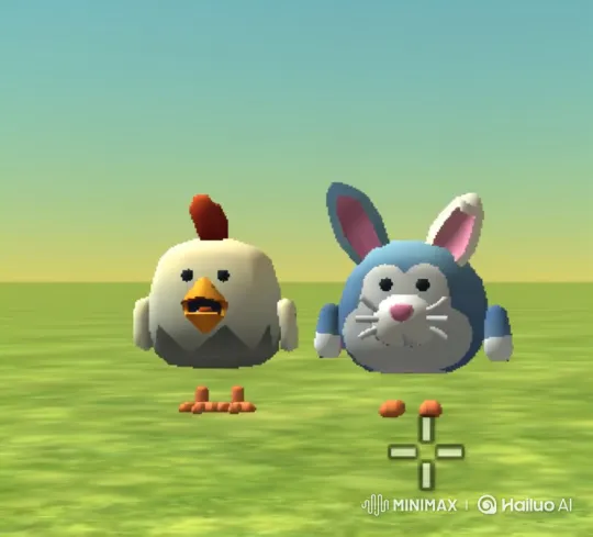 Cartoon Chicken and Rabbit's Trampoline Mishap – AI Generated Video | Hailuo AI