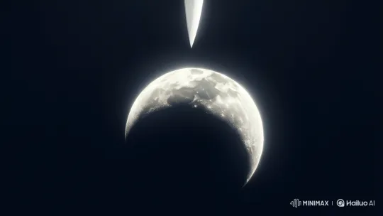 Silver Knife Slices Luminous Moon in Surreal Night – AI Generated Video | Hailuo AI