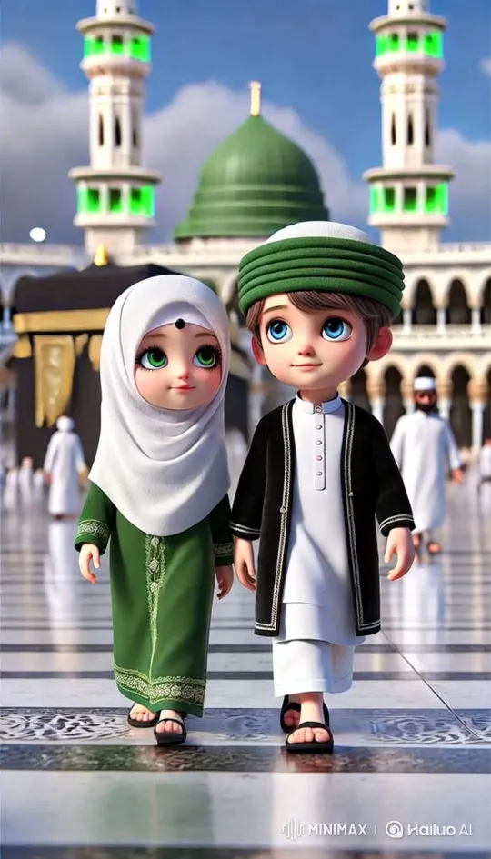 Children Recite in Harmony at Grand Mosque Courtyard – AI Generated Video | Hailuo AI