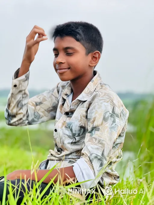 Two Young Friends Enjoying a Quiet Moment in a Field – AI Generated Video | Hailuo AI