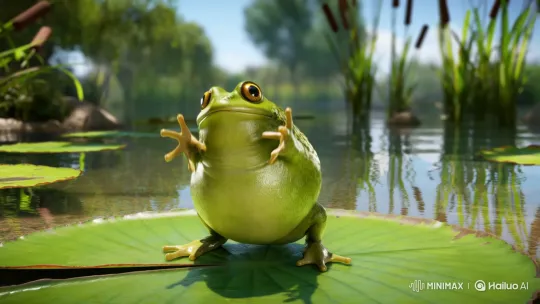 Chubby Toad Joyfully Dances Macarena on Lily Pad – AI Generated Video | Hailuo AI