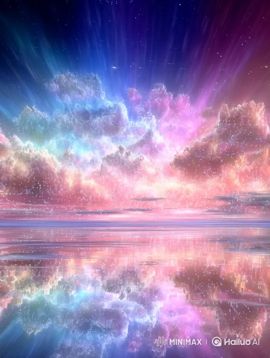 Surreal Sky and Water Reflect Celestial Dance – AI Generated Video | Hailuo AI