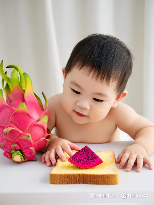 Baby Tastes Dragon Fruit for the First Time – AI Generated Video | Hailuo AI
