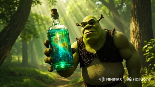 Shrek Attacked and Red Flag Planted in Forest Clearing – AI Generated Video | Hailuo AI