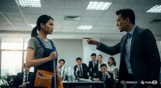Dramatic Office Confrontation with Power Dynamics – AI Generated Video | Hailuo AI