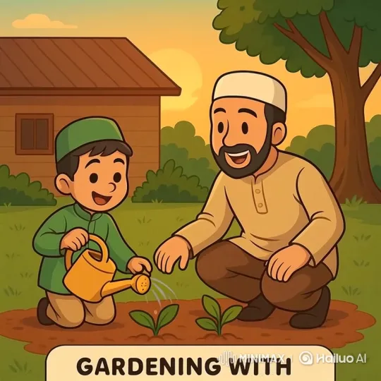 Father and Son Plant Saplings, Share Moment of Joy – AI Generated Video | Hailuo AI