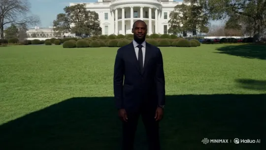 LeBron James Stands Confidently at the White House – AI Generated Video | Hailuo AI