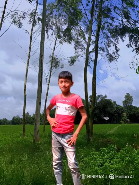 Animated Still Image: Boy in Lush Field with Gentle Breeze – AI Generated Video | Hailuo AI