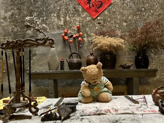 Teddy Bear Practices Traditional Calligraphy – AI Generated Video | Hailuo AI