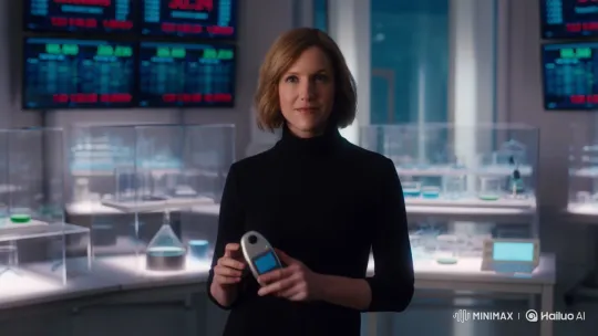 Elizabeth Holmes' Illusive Theranos Dream in a Modern Lab – AI Generated Video | Hailuo AI