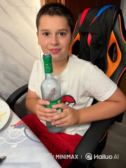 Young Boy Sips Drink in Gaming Chair – AI Generated Video | Hailuo AI