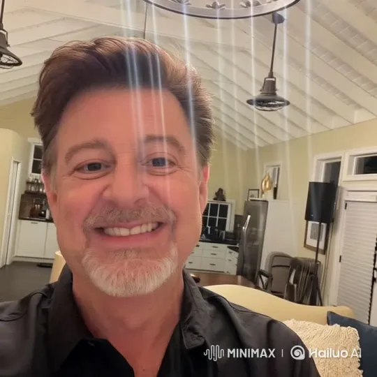 Cozy Living Room: Man Greets and Reassures Viewers – AI Generated Video | Hailuo AI