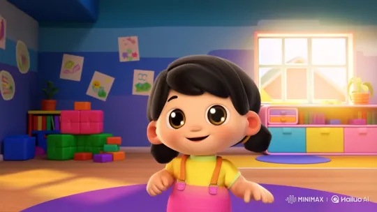 Animated Child Celebrates Body Parts in Bright Classroom – AI Generated Video | Hailuo AI