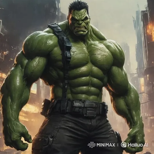 Hulk Stands Amidst Ruins, Surveying Destruction – AI Generated Video | Hailuo AI